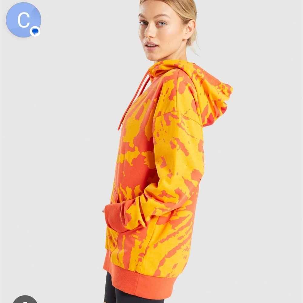 Gymshark Orange Camo Hoodie & Shorts Matching Set Athleisure